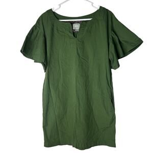 Anthropology Maeve Women's Dress Emerald Green Butterfly Sleeves w/Pockets Sz Sm